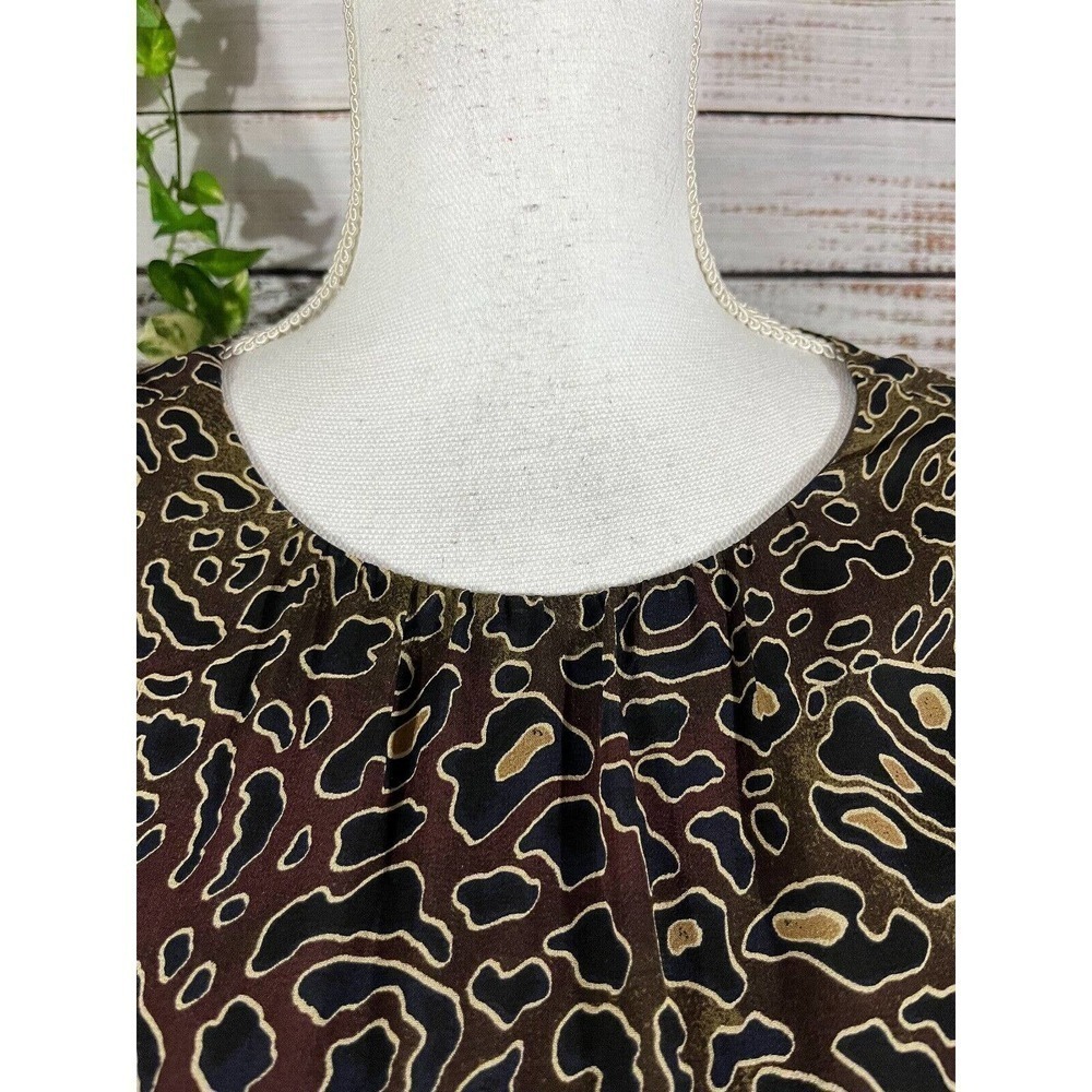 Tory Burch Blouse Tank size 2 Black Brown Cheetah Animal Sheer Cocktail Wedding - Picture 3 of 10